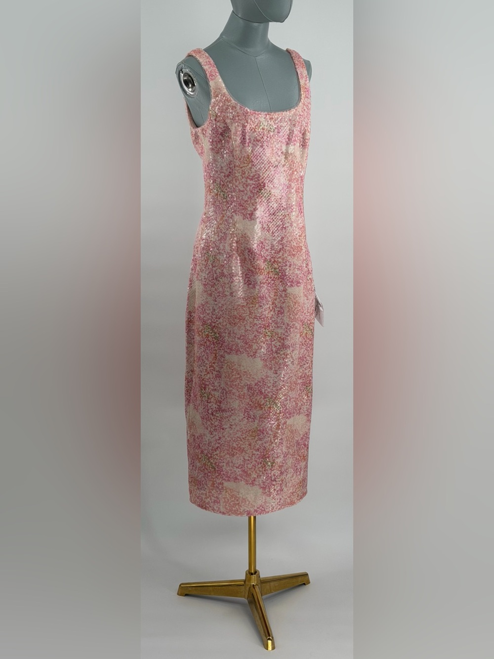 🆕 DRESS THE POPULATION 🧿 NWOT Leo Abstract Floral Sequin Dress, Fuchsia - Sz M - Picture 9 of 14